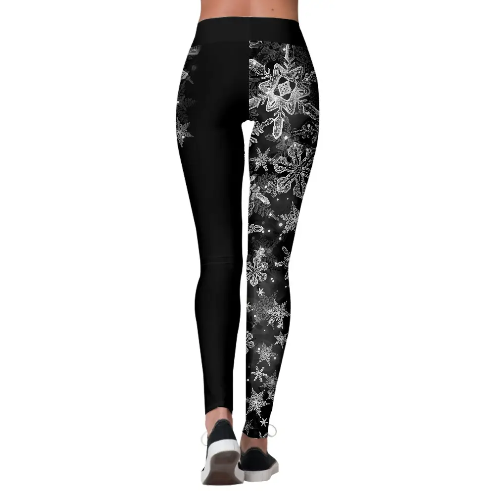 Black Floral Printed Fitness Pants for Women - Image 5