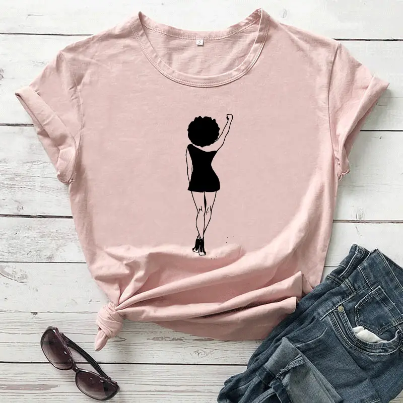 White Graphic T-Shirt with Girl Back Print - Image 8