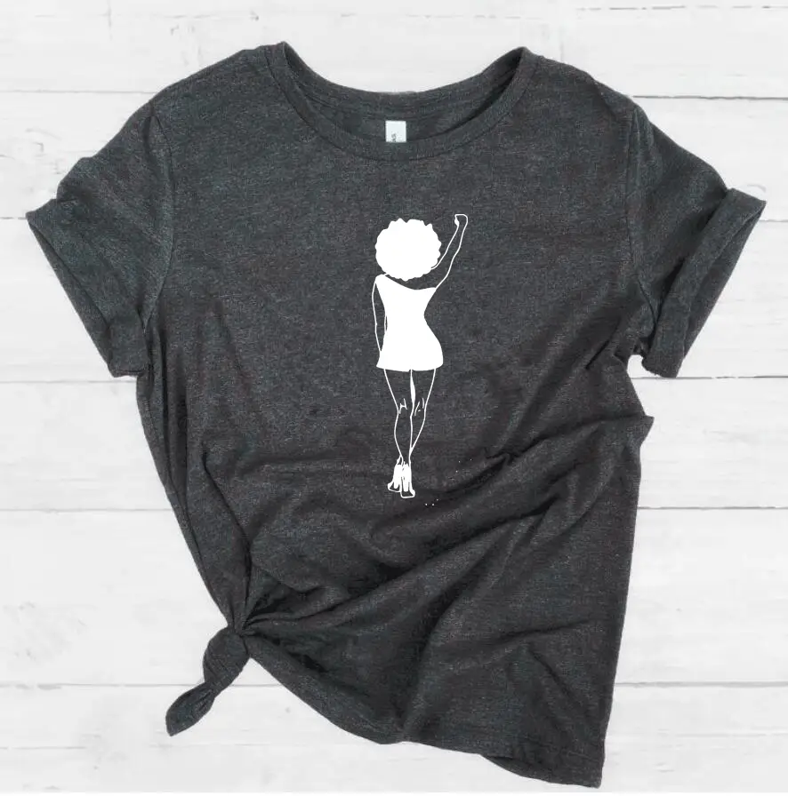 White Graphic T-Shirt with Girl Back Print - Image 9