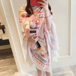 Women Silk Scarf Pink Bow Tie Bag Spring Autumn — feature 24