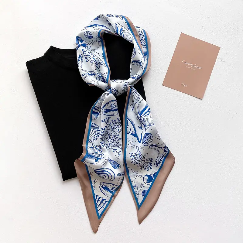 Women Silk Scarf Pink Bow Tie Bag Spring Autumn - Image 2