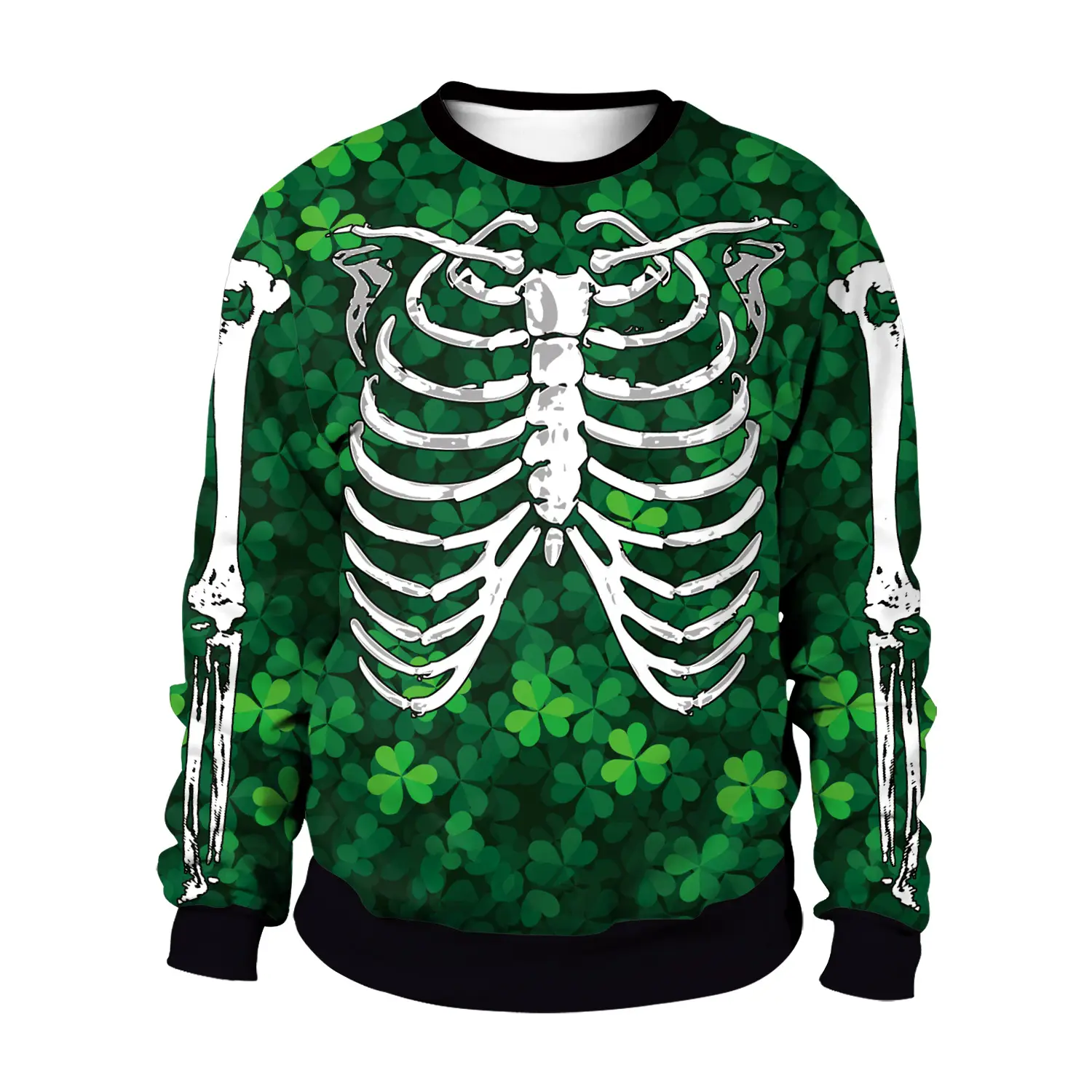 St. Patrick's Day Green Digital Printed Pullover Sweatshirt