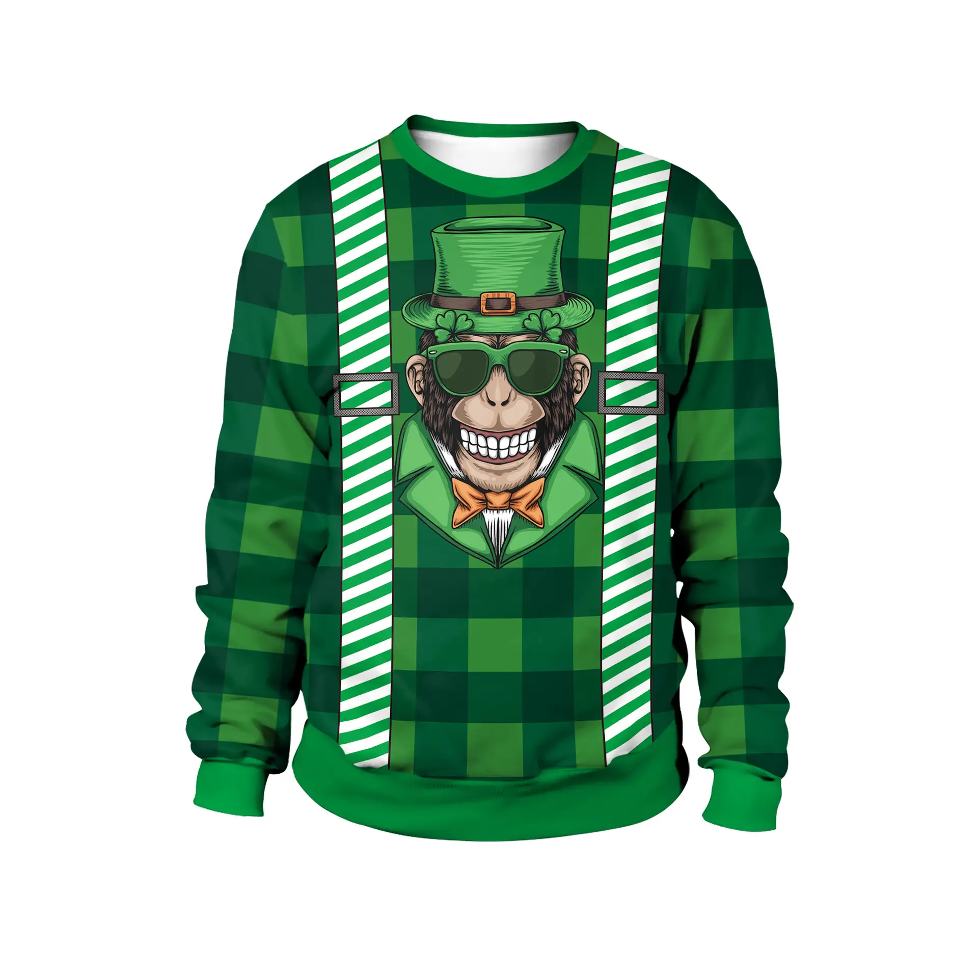 St. Patrick's Day Green Digital Printed Pullover Sweatshirt