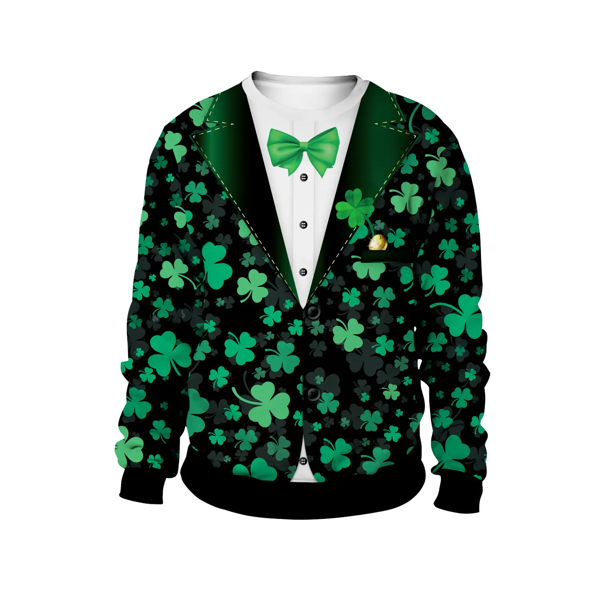 St. Patrick's Day Green Digital Printed Pullover Sweatshirt