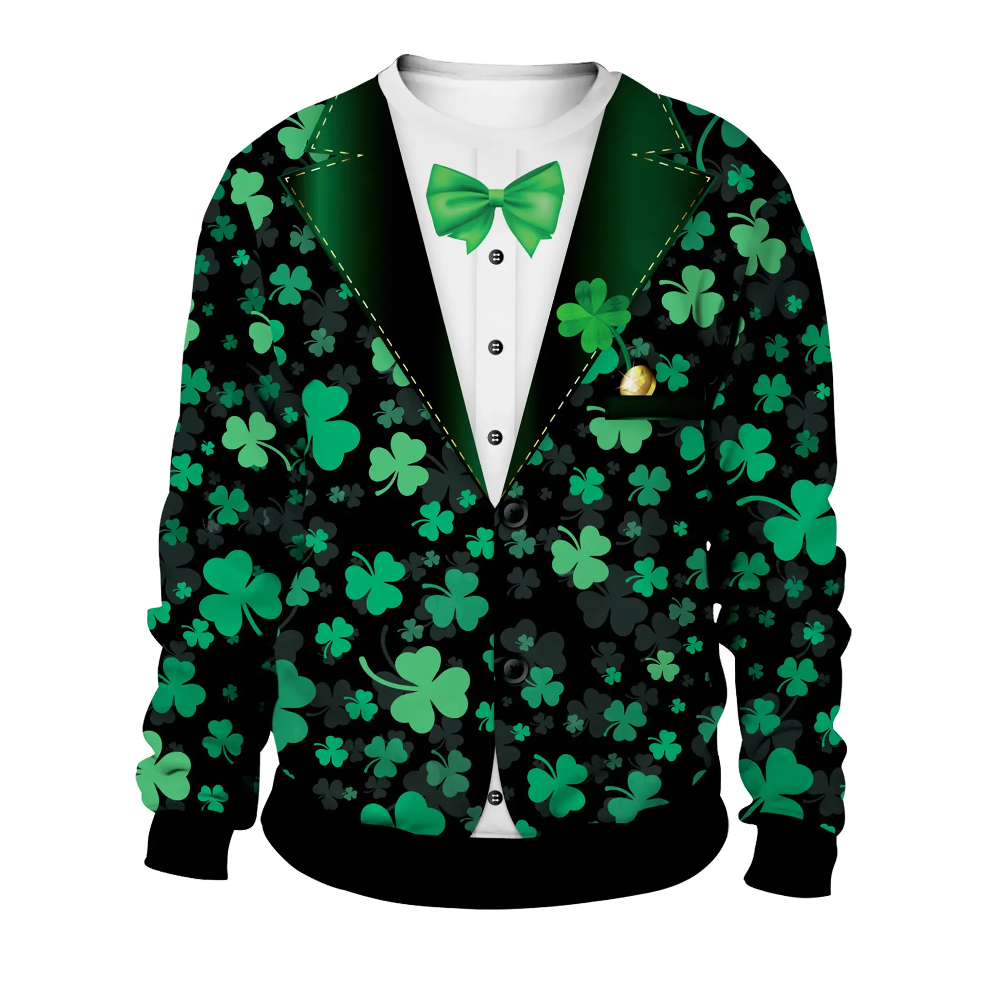St. Patrick's Day Green Digital Printed Pullover Sweatshirt