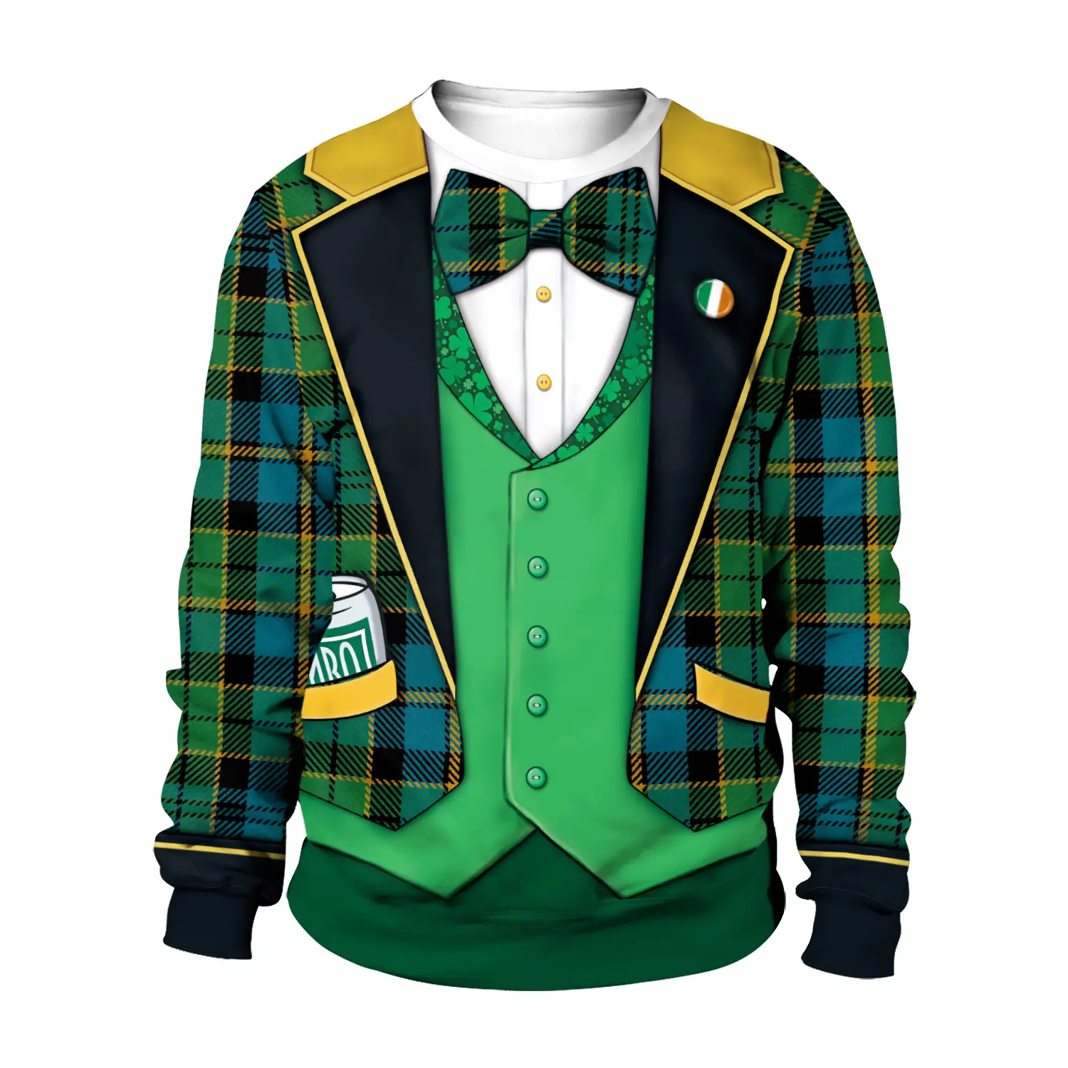 St. Patrick's Day Green Digital Printed Pullover Sweatshirt