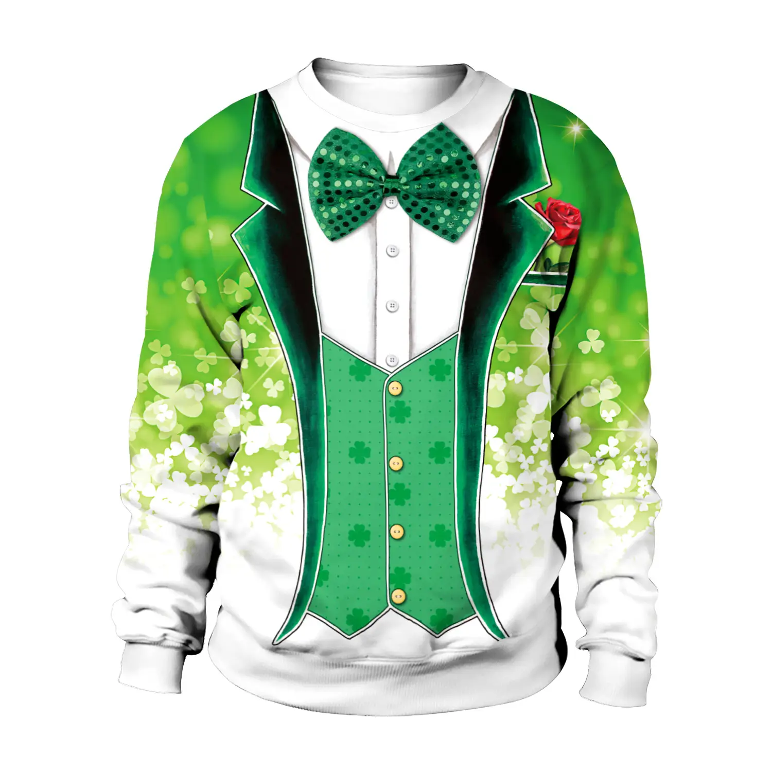 St. Patrick's Day Green Digital Printed Pullover Sweatshirt