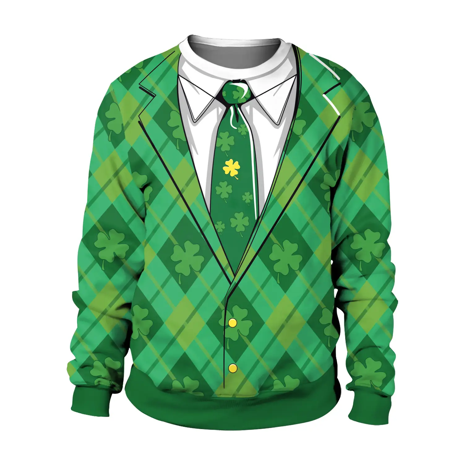 St. Patrick's Day Green Digital Printed Pullover Sweatshirt