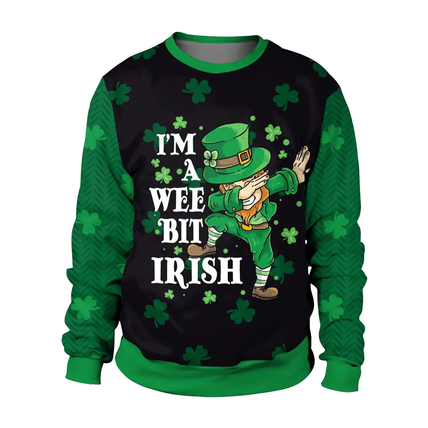 St. Patrick's Day Green Digital Printed Pullover Sweatshirt