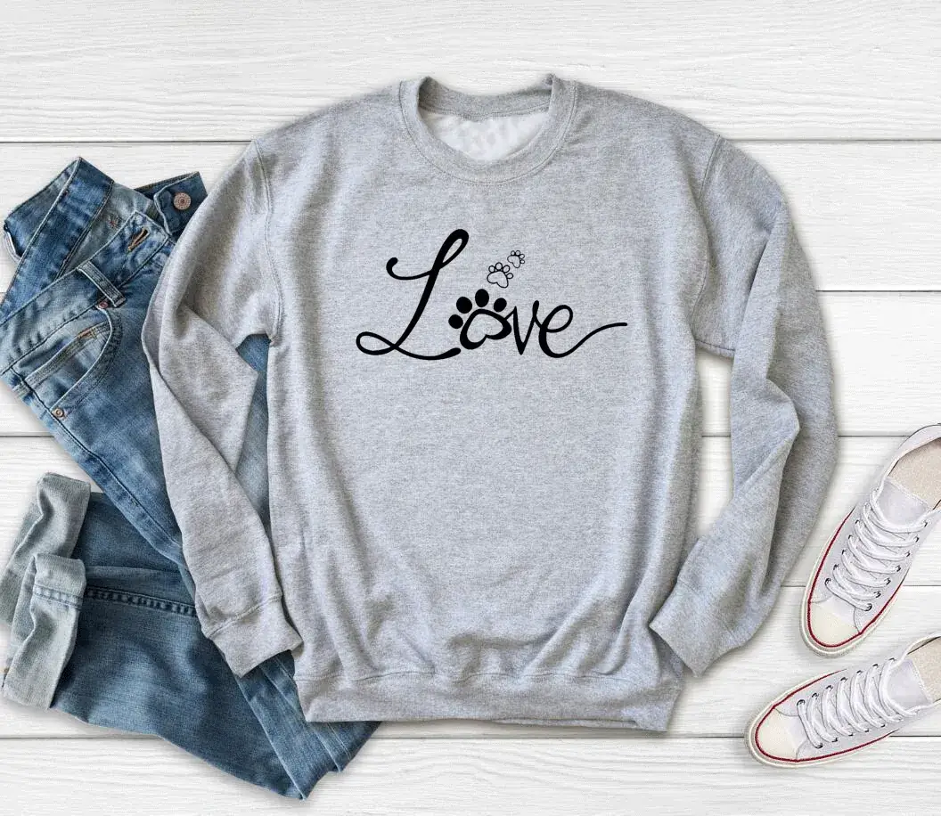 White Crewneck Sweatshirt with "Love" Print - Image 4