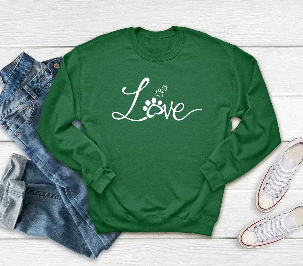 White Crewneck Sweatshirt with "Love" Print - Image 5