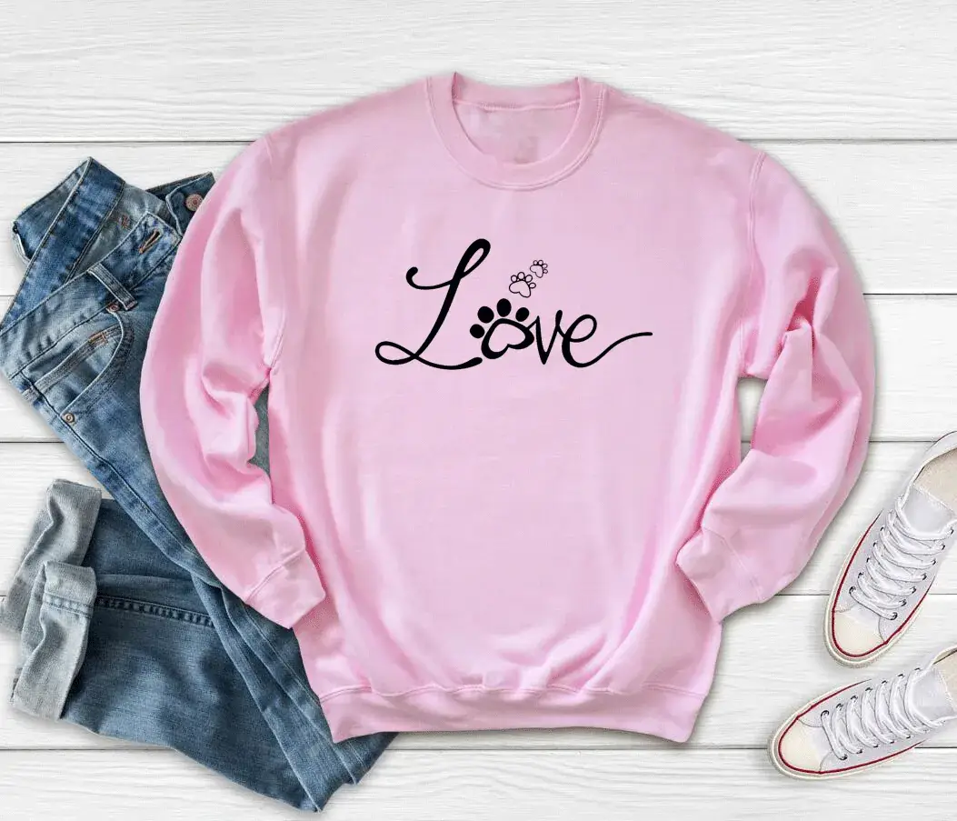 White Crewneck Sweatshirt with "Love" Print - Image 6