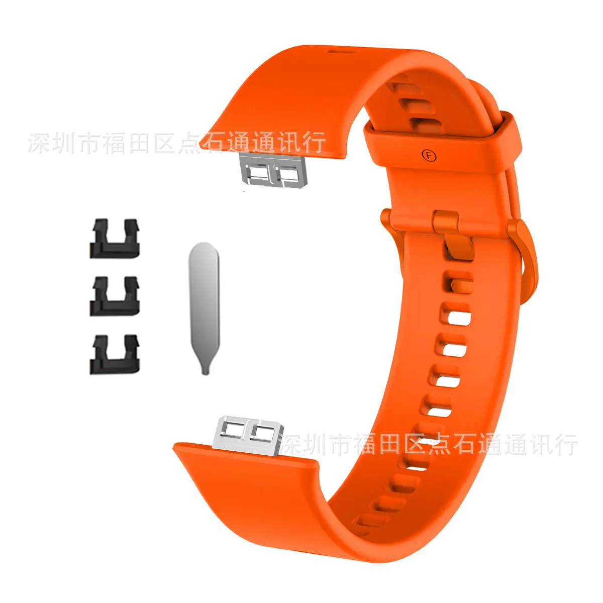 Yellow Silicone Huawei Watch Strap with 3 Pockets - Image 7