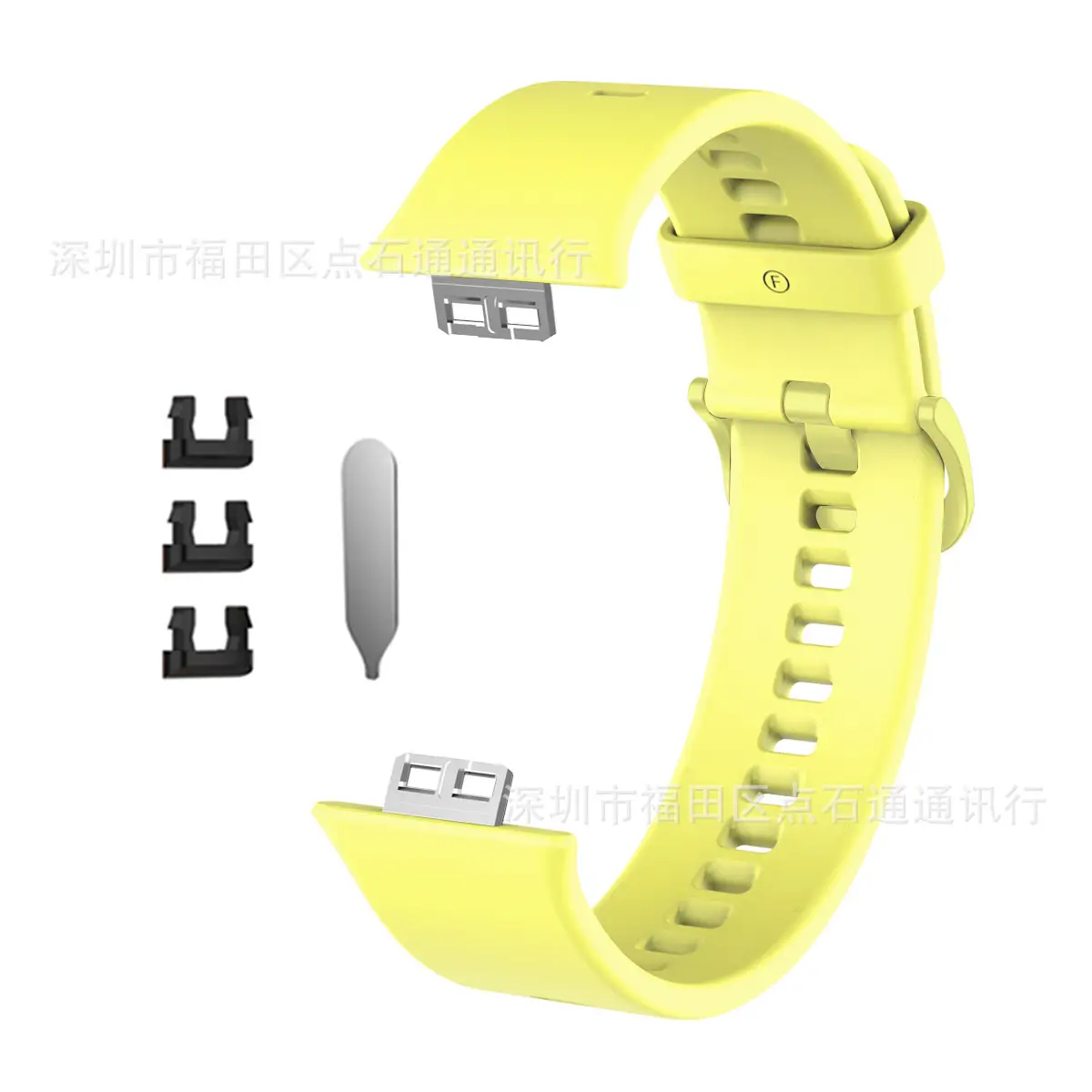Yellow Silicone Huawei Watch Strap with 3 Pockets - Image 8