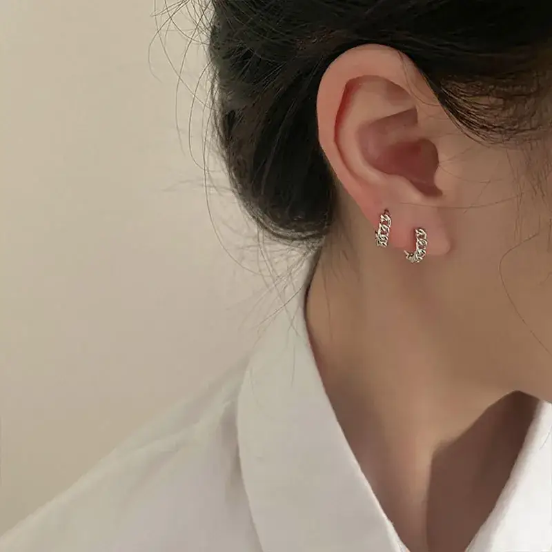 Retro Silver Chain Ear Stud Earrings 2020 - Image 3