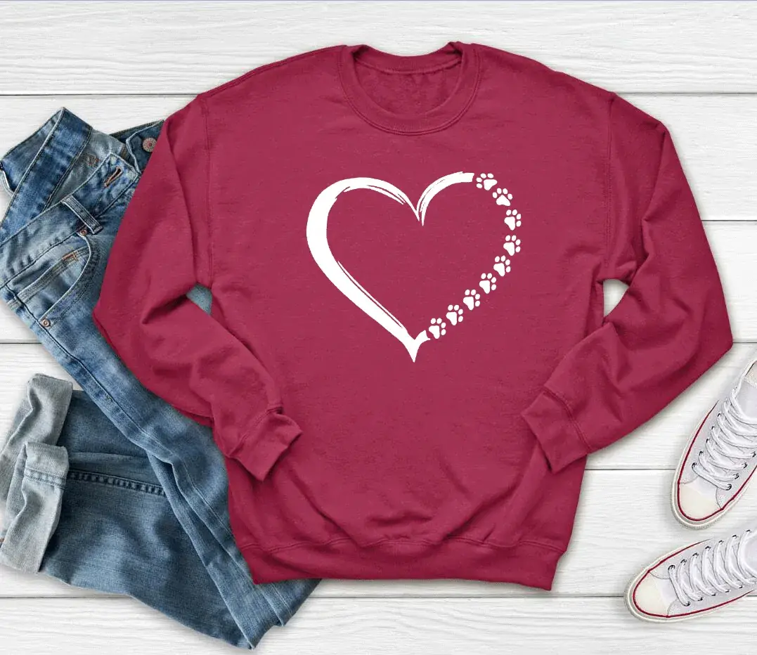 Black Heart Print Crewneck Sweatshirt with Diamond Design - Image 5