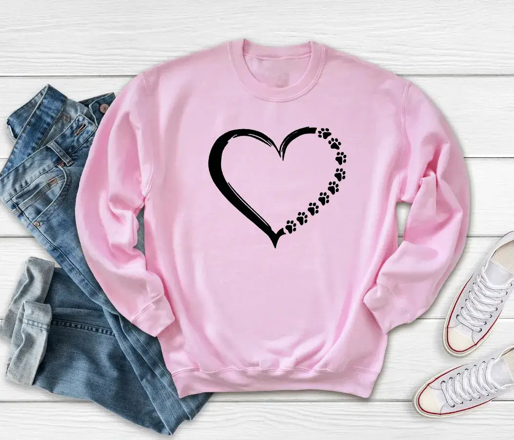 Black Heart Print Crewneck Sweatshirt with Diamond Design - Image 6
