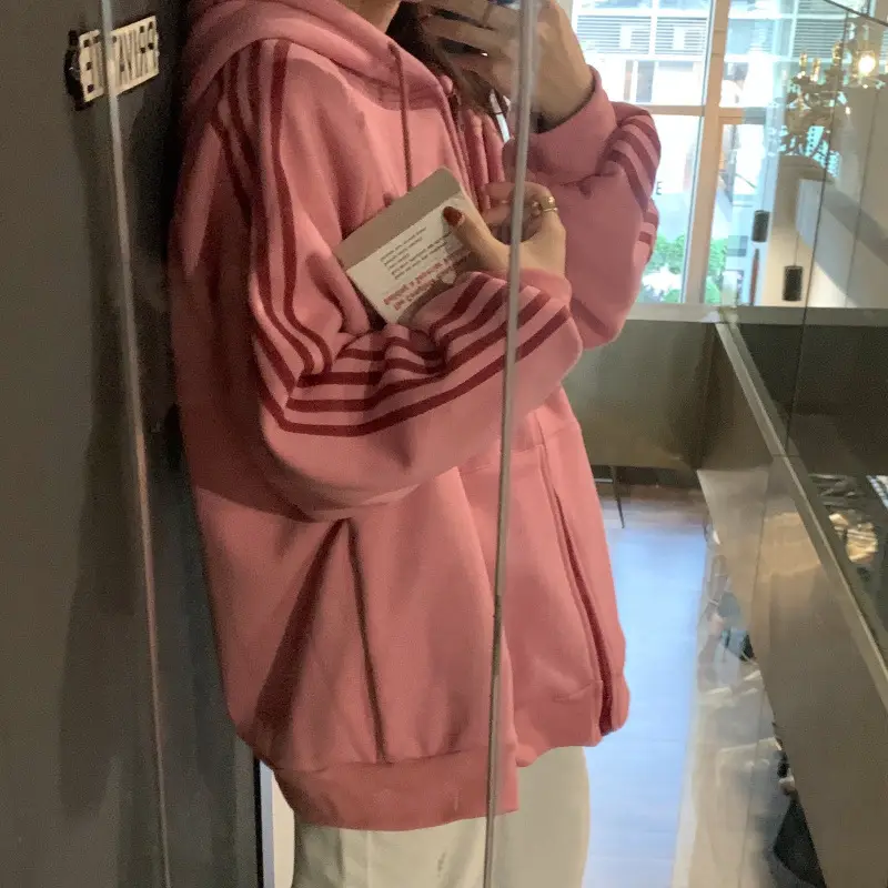 Women's Hooded Fleece Sweatshirt Beige Loose Fit Winter Casual — feature 16