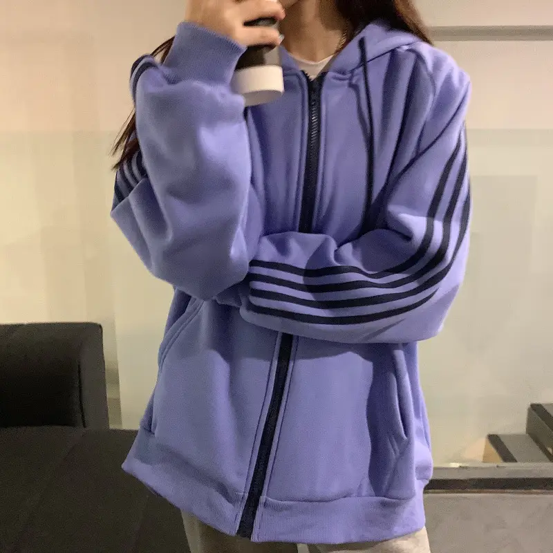 Women's Hooded Fleece Sweatshirt Beige Loose Fit Winter Casual — feature 26