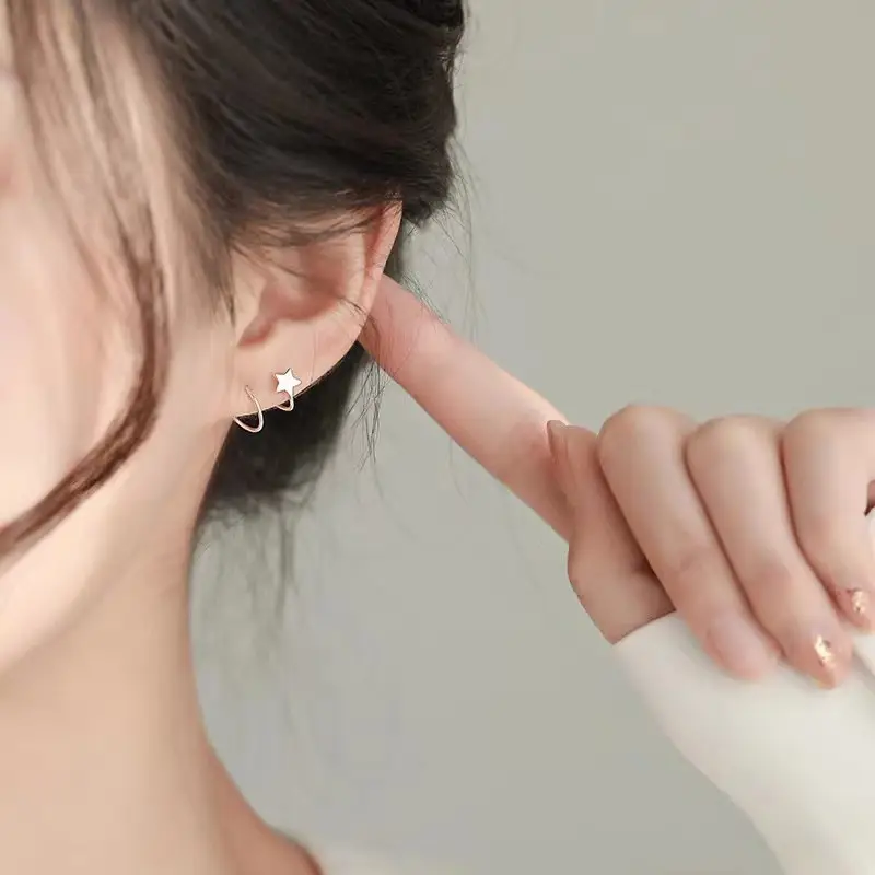 S925 Sterling Silver Star Earrings for Women - Image 4