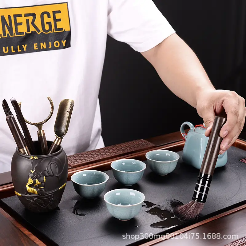 Ebony 5-Piece Tea Ceremony Set with Brush & Clips - Image 12