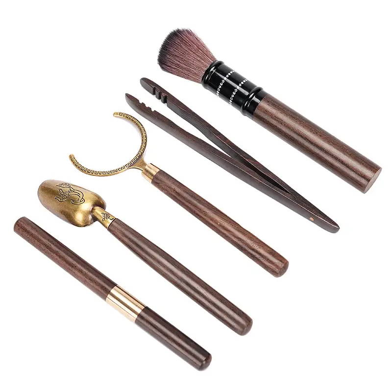 Ebony 5-Piece Tea Ceremony Set with Brush & Clips - Image 15