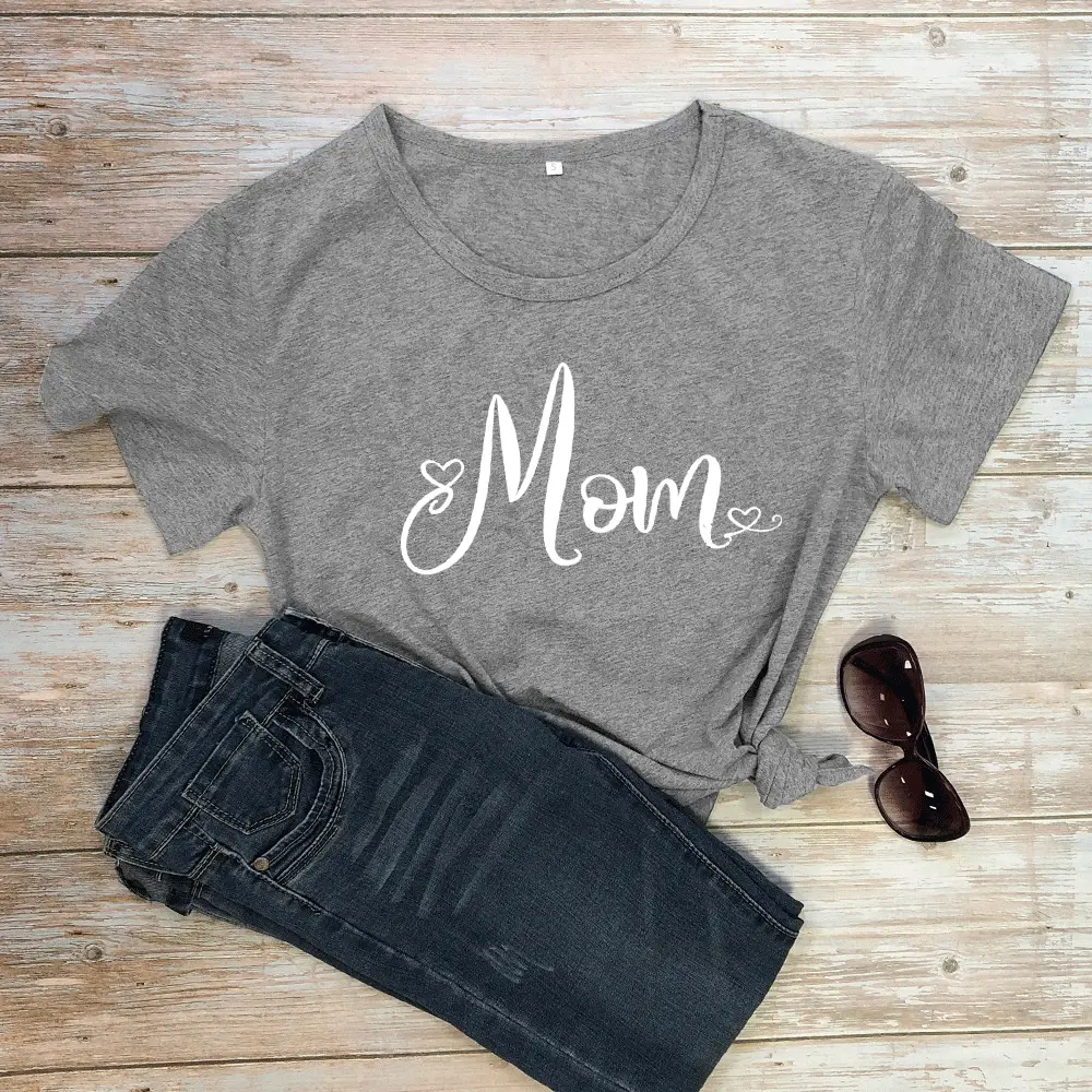 Mom Printed T-Shirt Maroon Short Sleeve