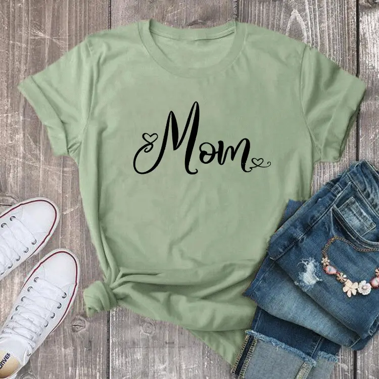 Mom Printed T-Shirt Maroon Short Sleeve
