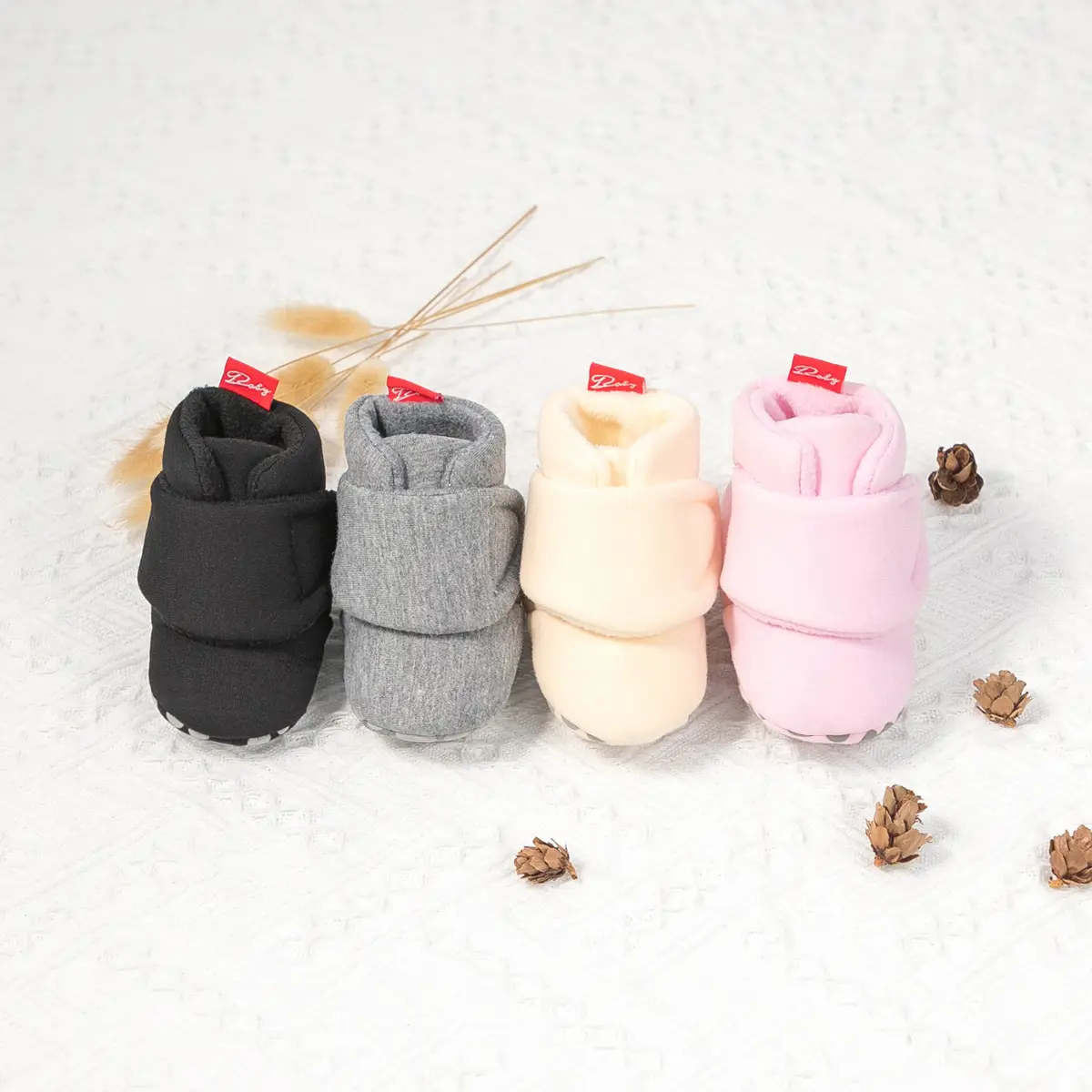 Black Velvet Slip-On Baby Shoes for Toddler Winter