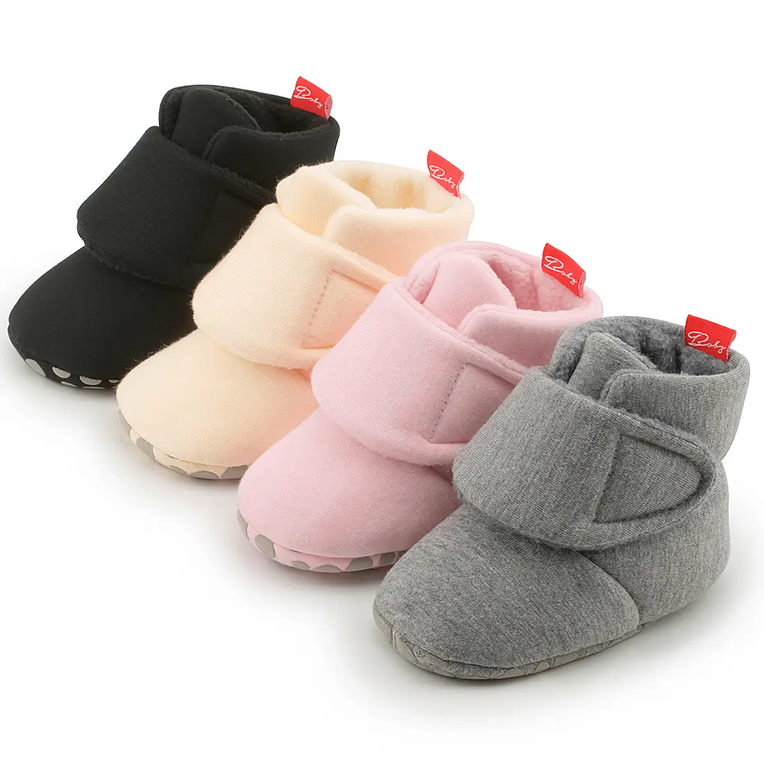 Black Velvet Slip-On Baby Shoes for Toddler Winter