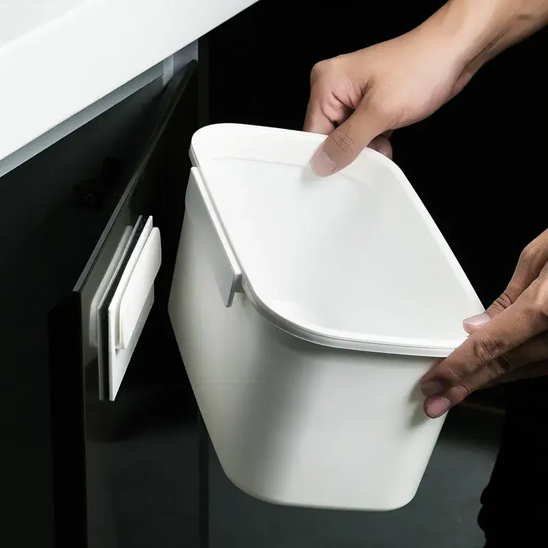 Japanese-style Wall-Hanging Trash Can with Pressure Plate - Image 6