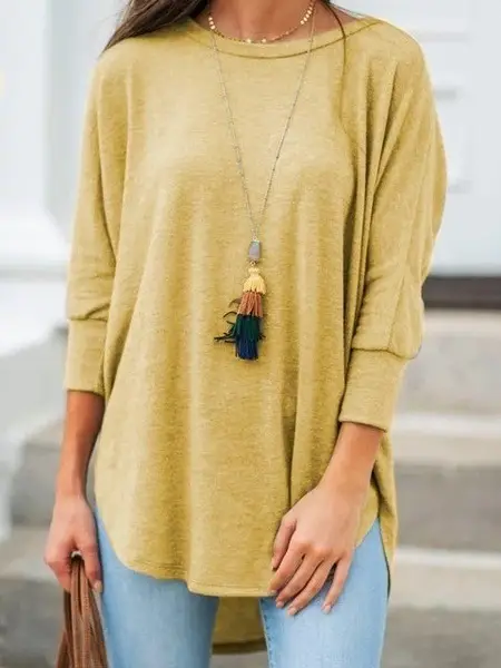 Women Loose Fit T-Shirt Pink Seven Point Sleeve - Image 3