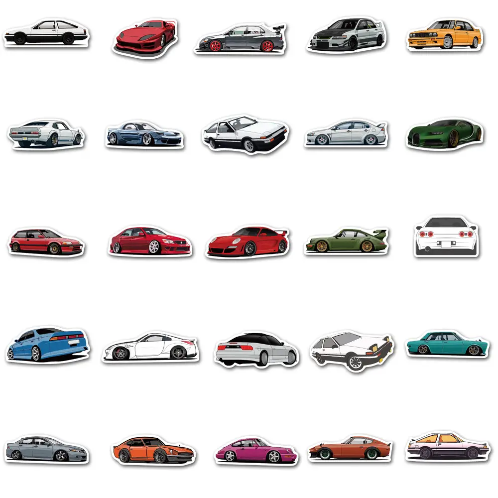50 sheets car pattern graffiti graffiti stickers cartoon JDM car luggage skateboard guitar computer stickers