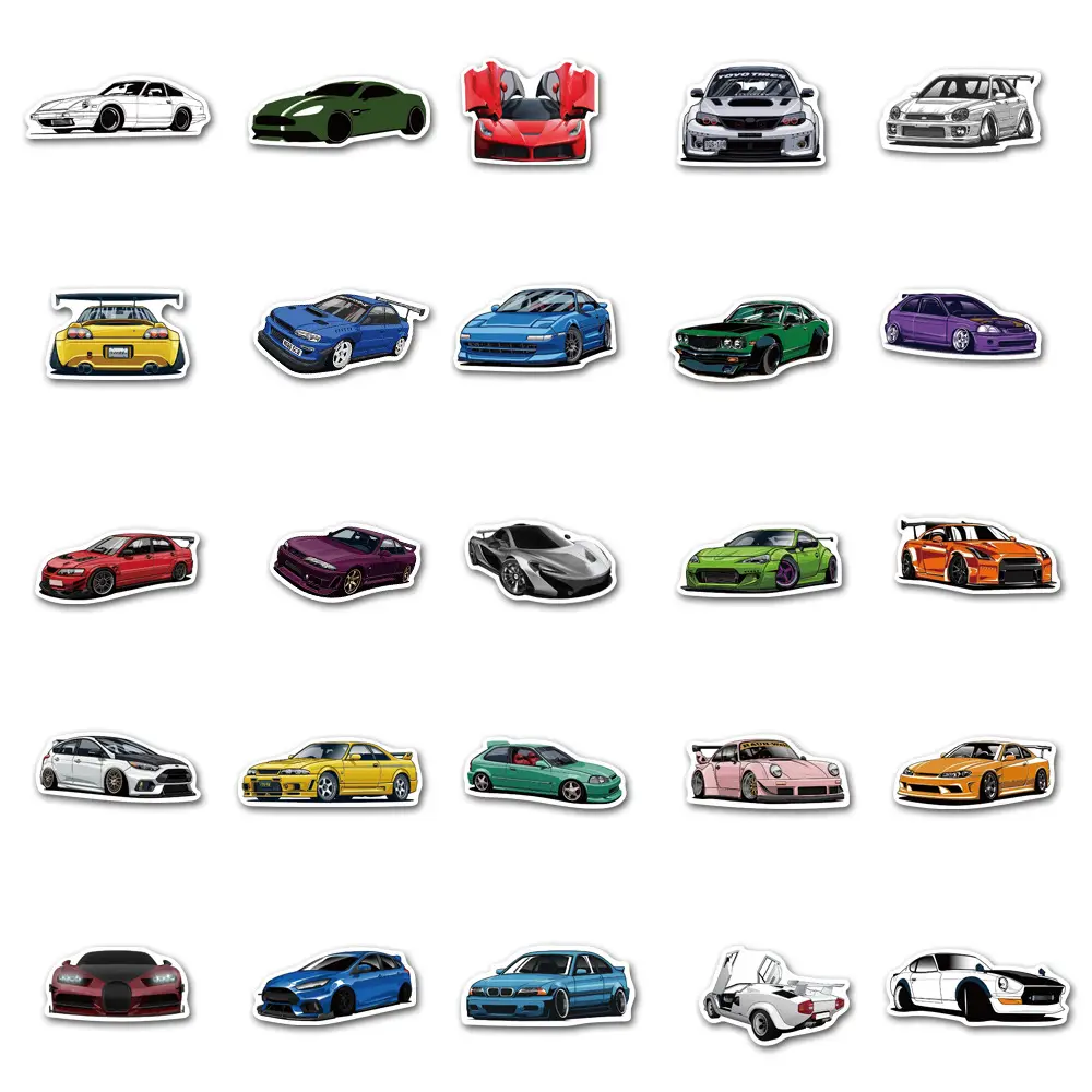 50 sheets car pattern graffiti graffiti stickers cartoon JDM car luggage skateboard guitar computer stickers