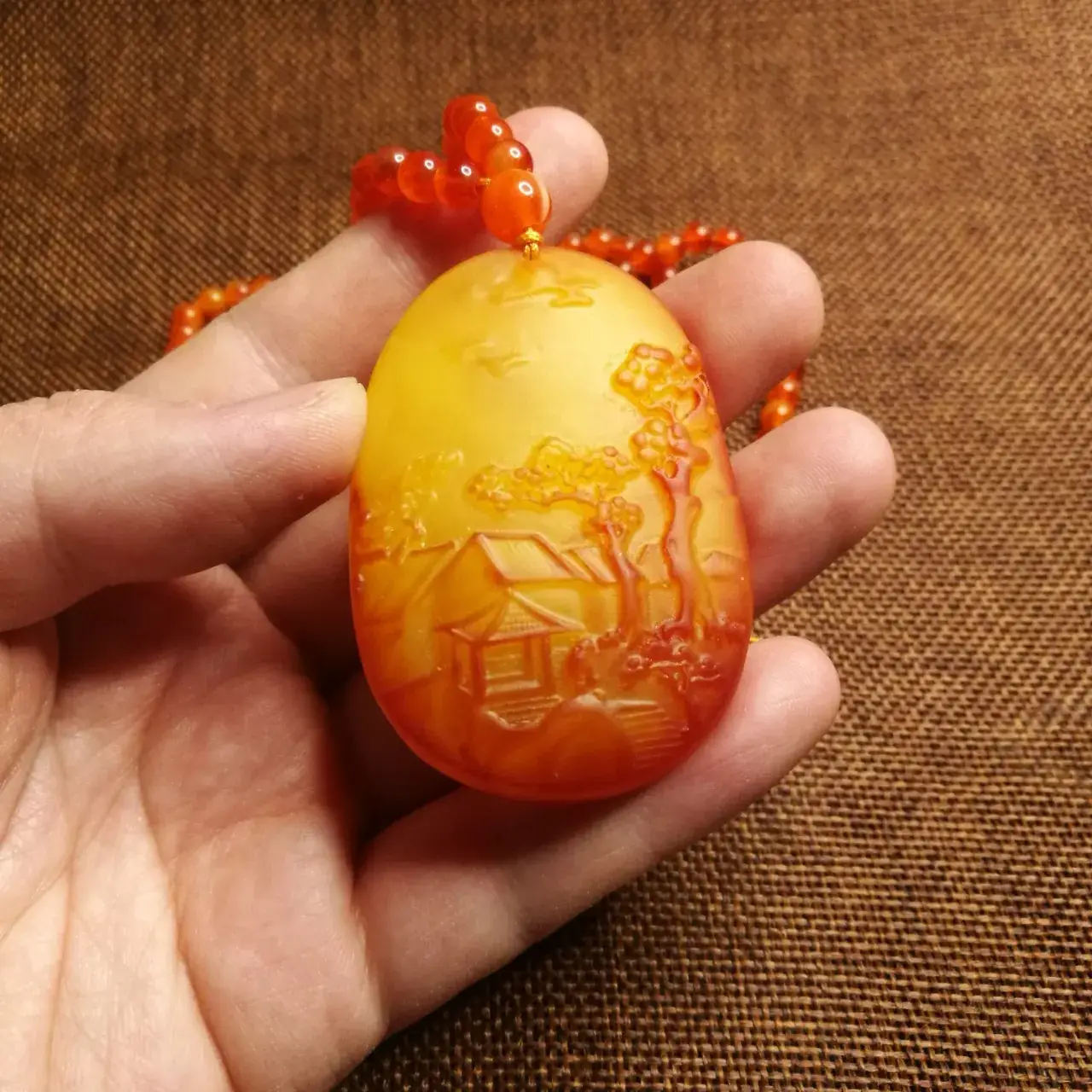 Beeswax Pendant Necklace Yellow Amber Artistic Design