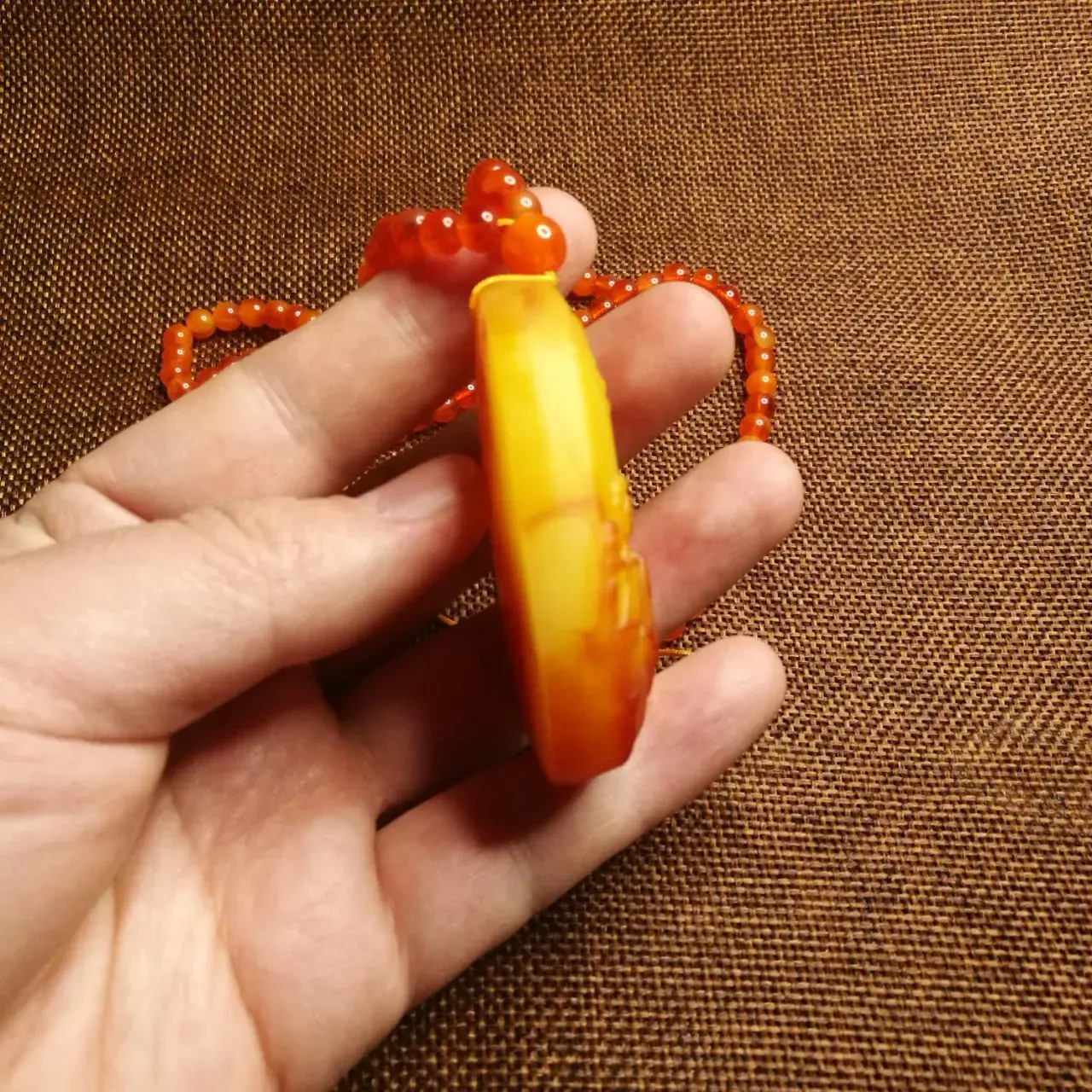 Beeswax Pendant Necklace Yellow Amber Artistic Design