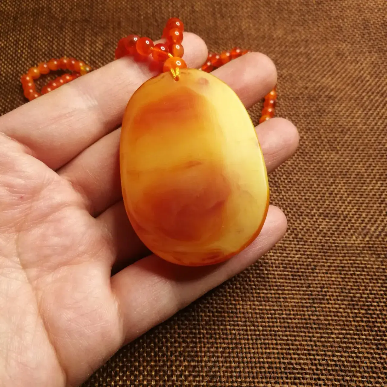 Beeswax Pendant Necklace Yellow Amber Artistic Design — feature 5