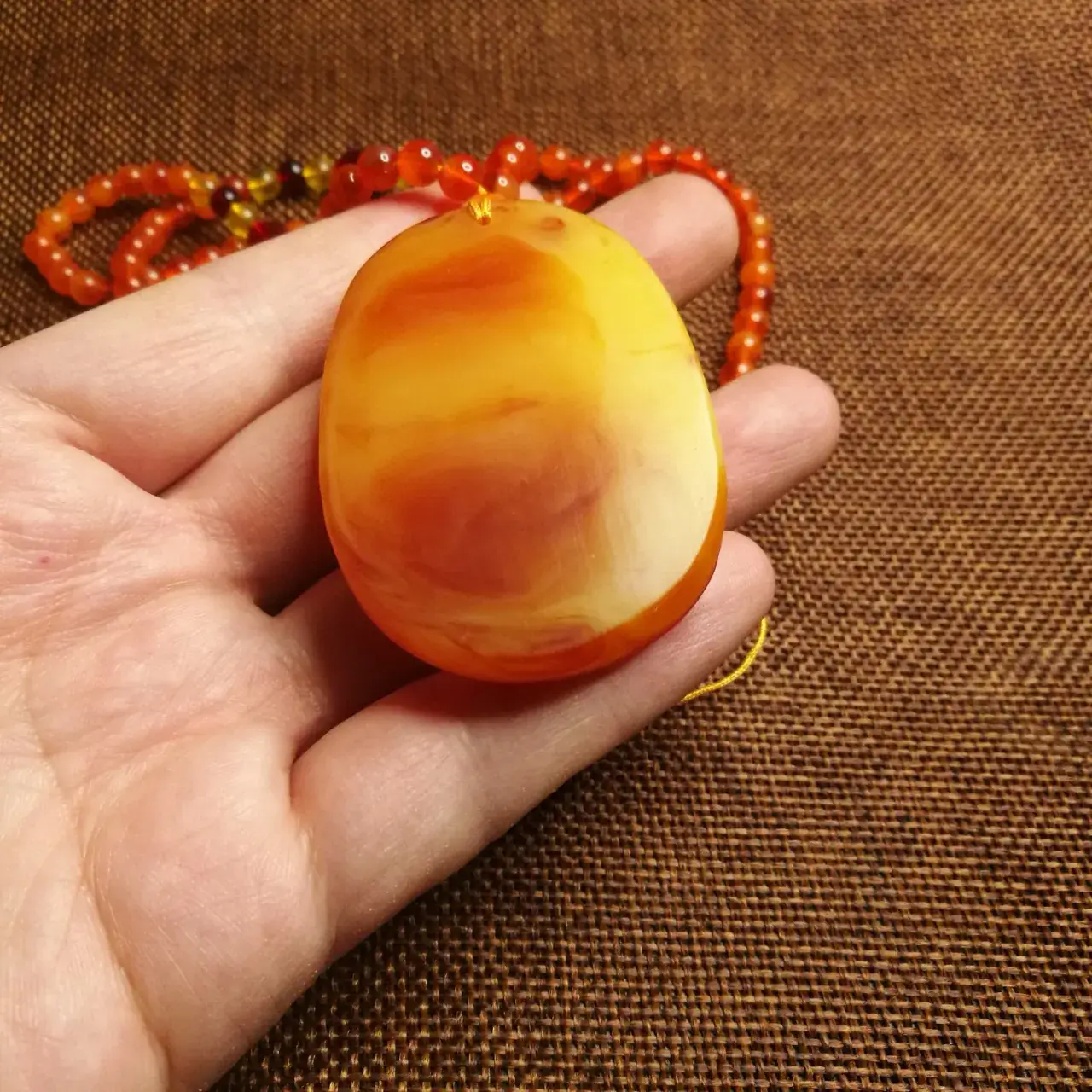 Beeswax Pendant Necklace Yellow Amber Artistic Design — feature 6