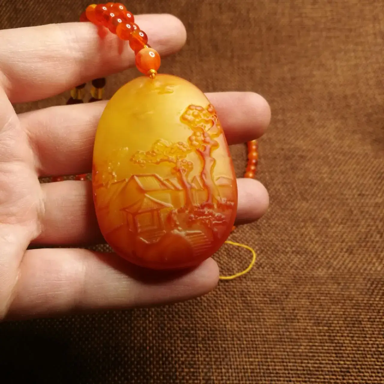 Beeswax Pendant Necklace Yellow Amber Artistic Design — feature 7
