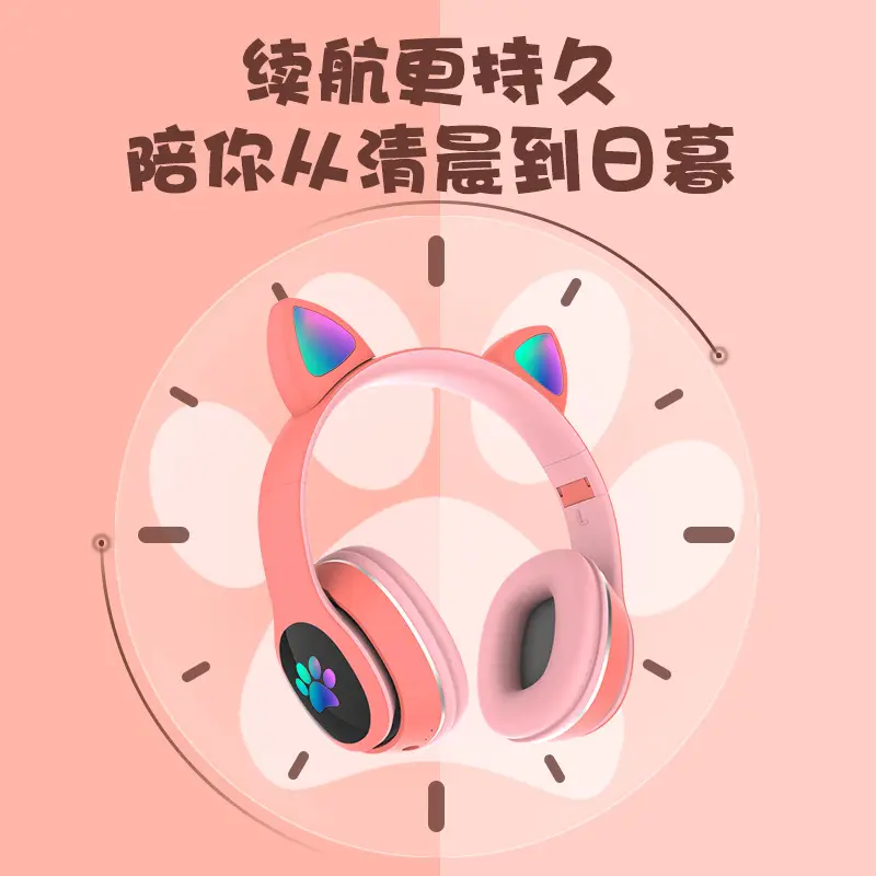 Cute Cat Ear Bluetooth Headset for Girls - Image 13