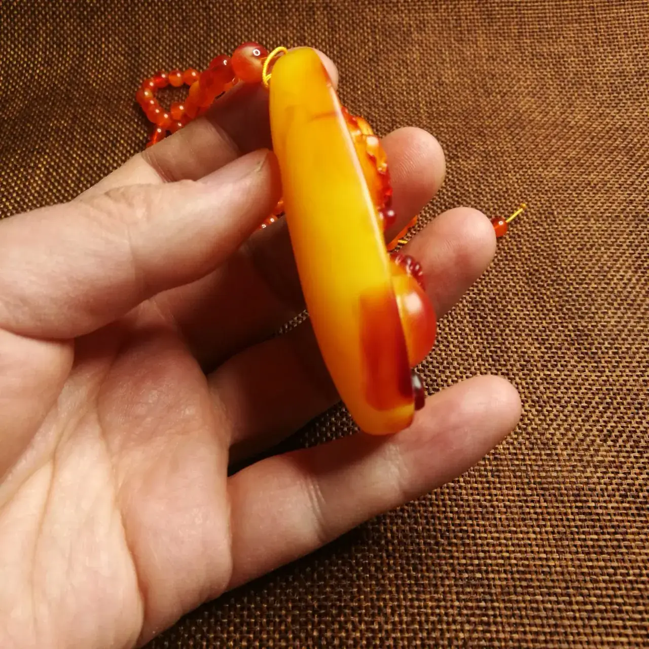 Beeswax Dragon Pendant Necklace Yellow Amber — feature 5