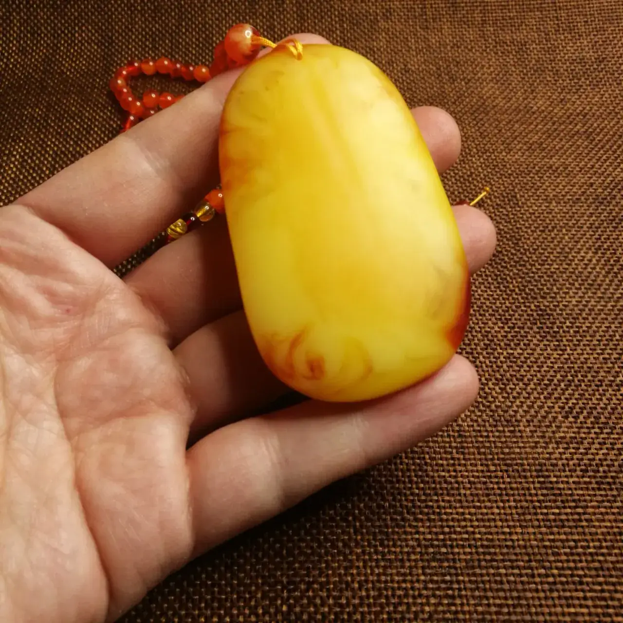 Beeswax Dragon Pendant Necklace Yellow Amber — feature 6