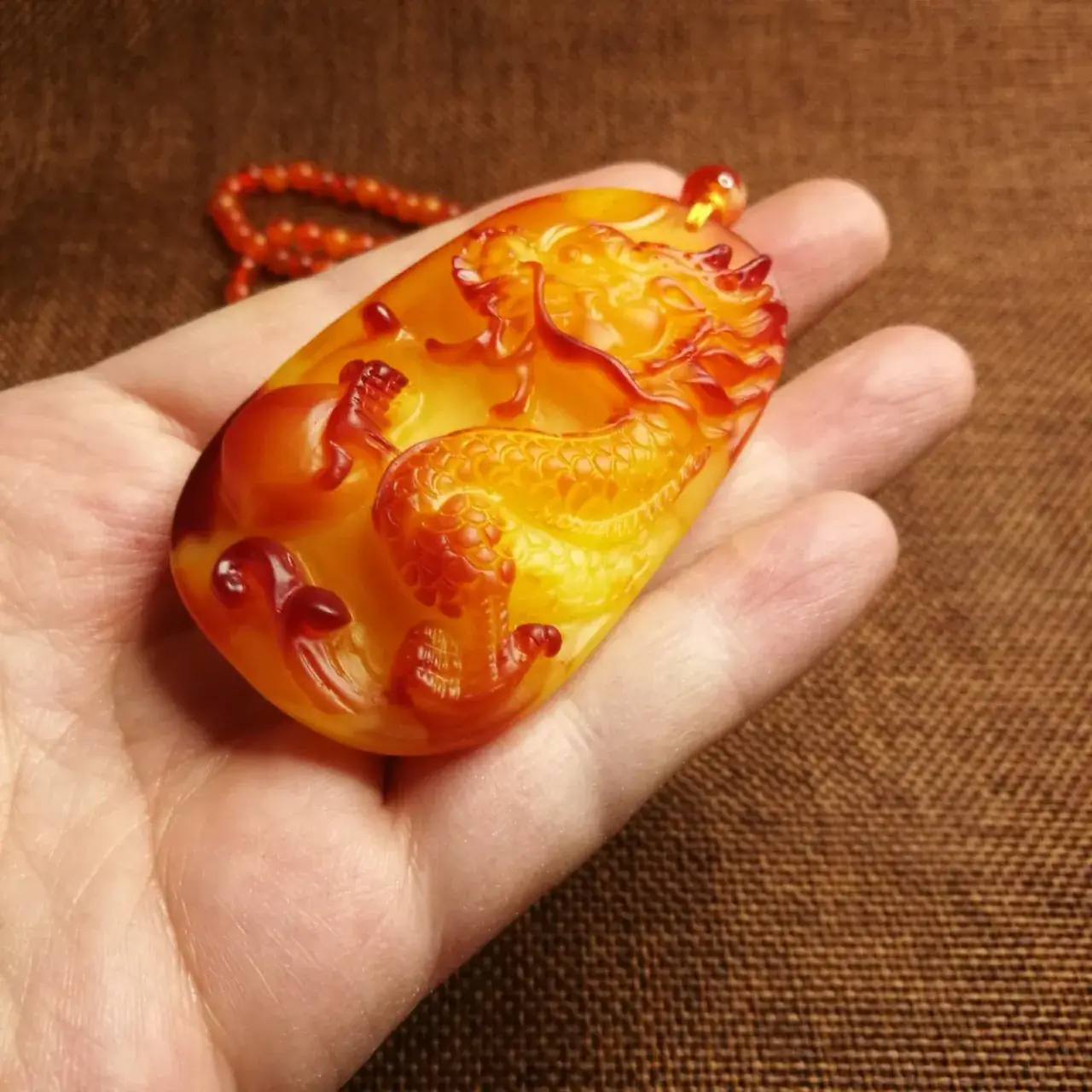 Beeswax Dragon Pendant Necklace Yellow Amber — feature 8