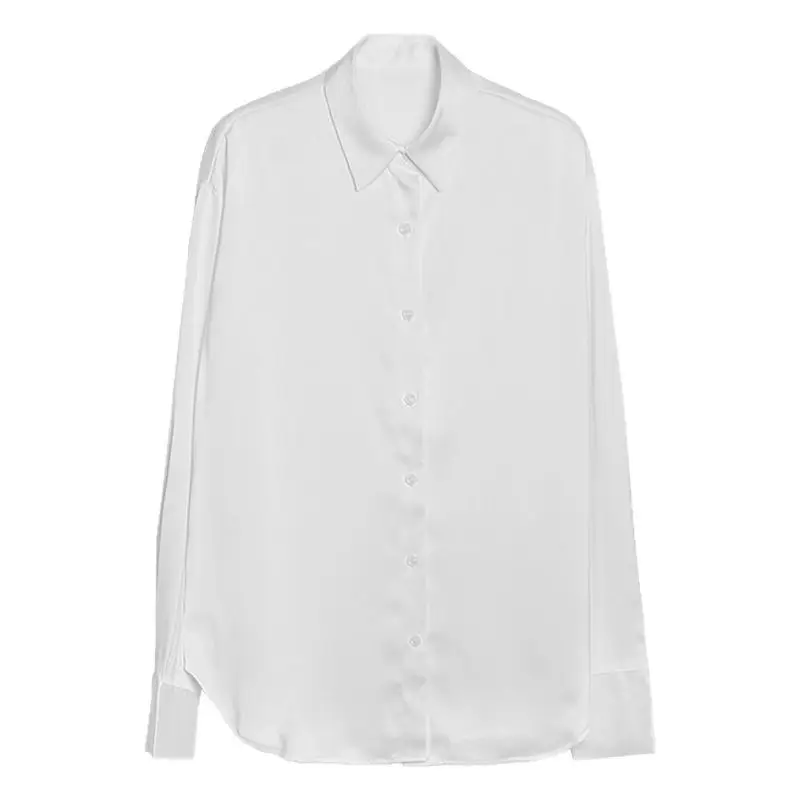 Mermaid White Satin Shirt Women's Elegant Professional Top - Image 5