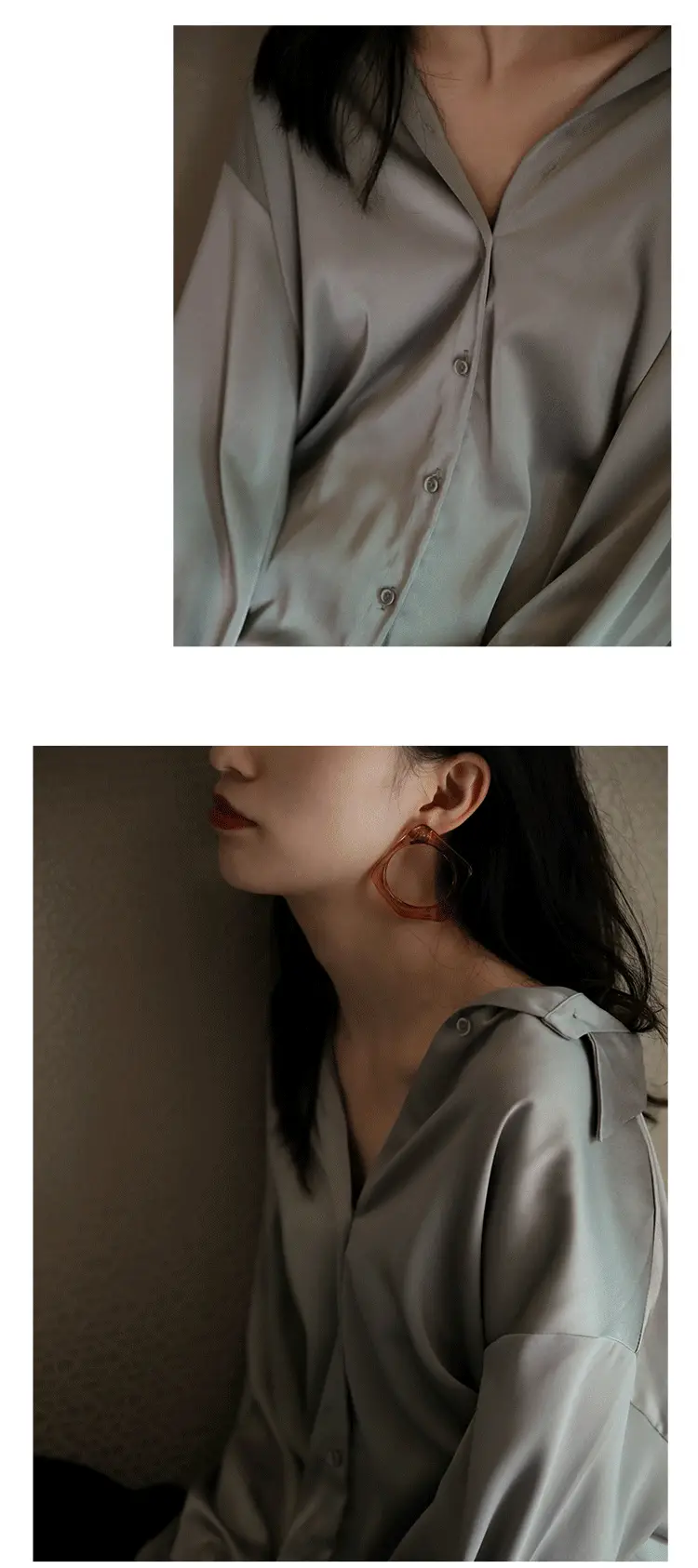 Mermaid White Satin Shirt Women's Elegant Professional Top — feature 12