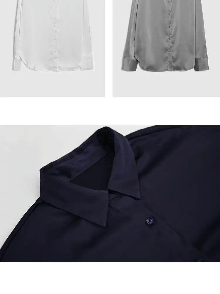 Mermaid White Satin Shirt Women's Elegant Professional Top — feature 16