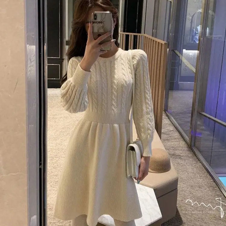 Women Knitted Waistcoat Dress Red 2025 Winter - Image 3