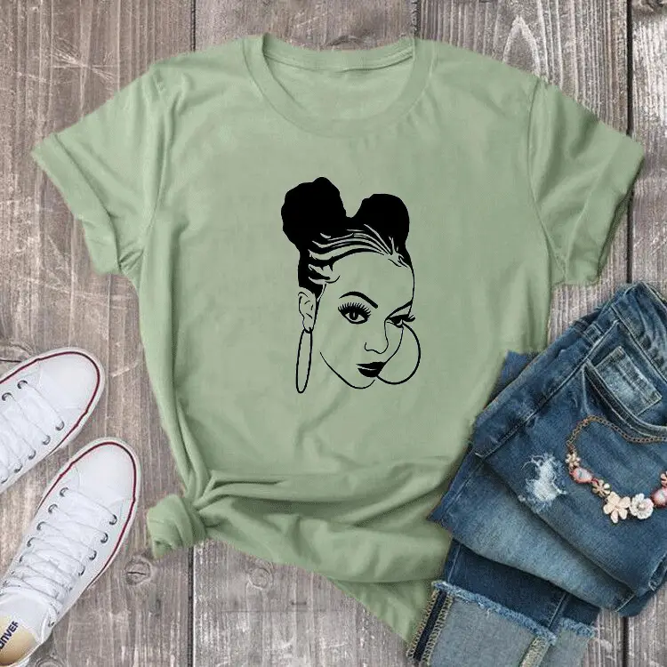 Gray Graphic T-Shirt with Big Ear Ring Design - Image 4
