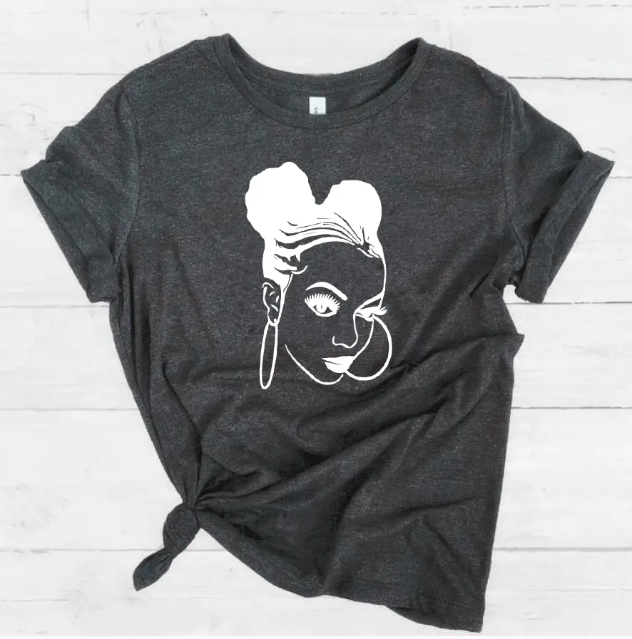 Gray Graphic T-Shirt with Big Ear Ring Design - Image 12