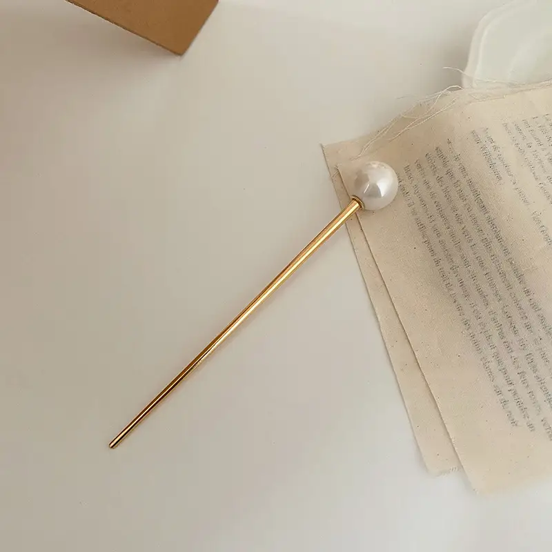 Pearl Hairpin Ball for Women with Metal Head & Clasp - Image 3